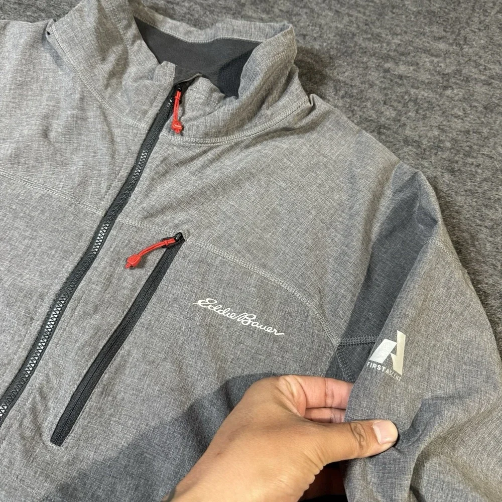 Eddie Bauer Jacket Mens XL Gray First Ascent Soft Shell Full Zip Outdoor Camping